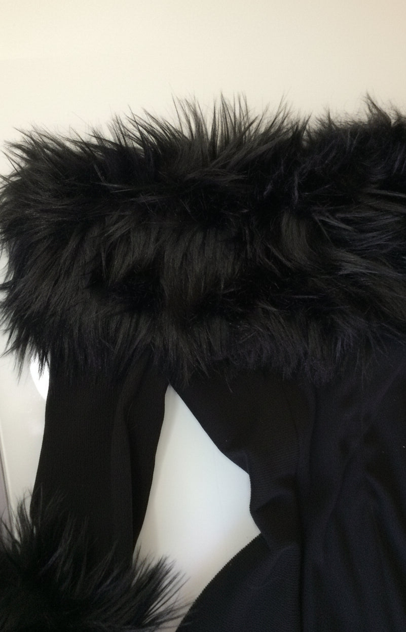 Fur Trim Gored Mini Dress